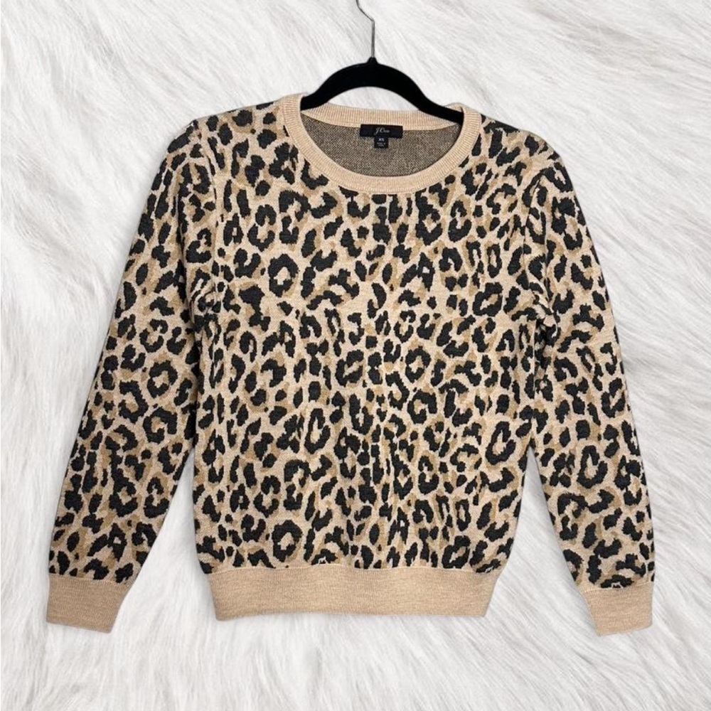 J. Crew merino wool leopard lightweight sweater size extra small